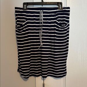 Navy and White Striped Skirt